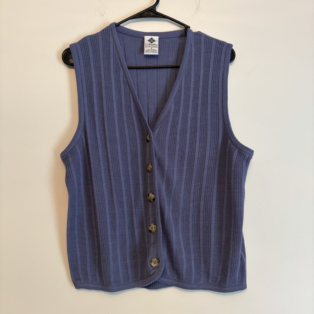 Columbia Knit Sweater Button Up Best Small Blue Activewear Normcore Everyday